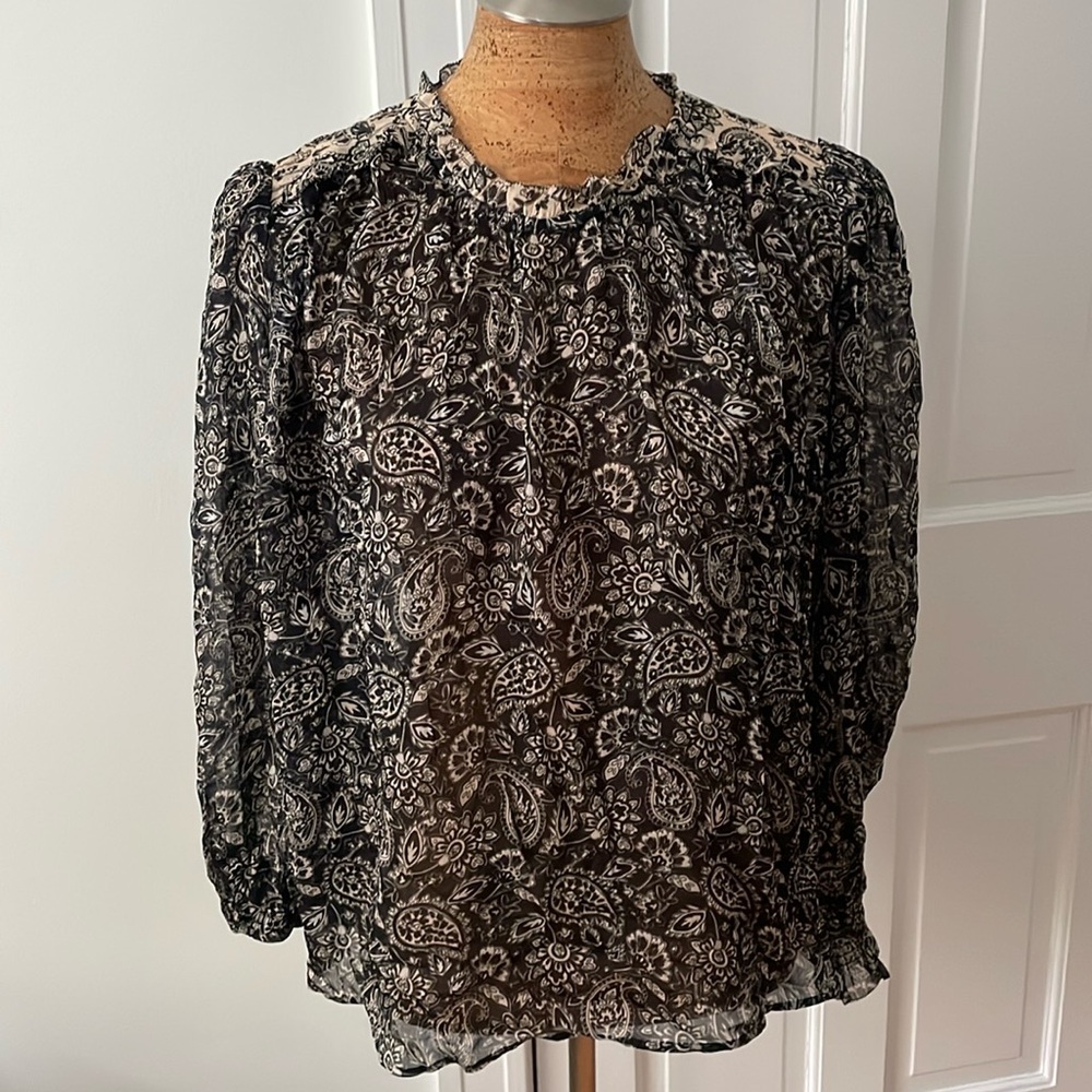 Boden Sheer Paisley Open Back Top Blouse 16 18 XL